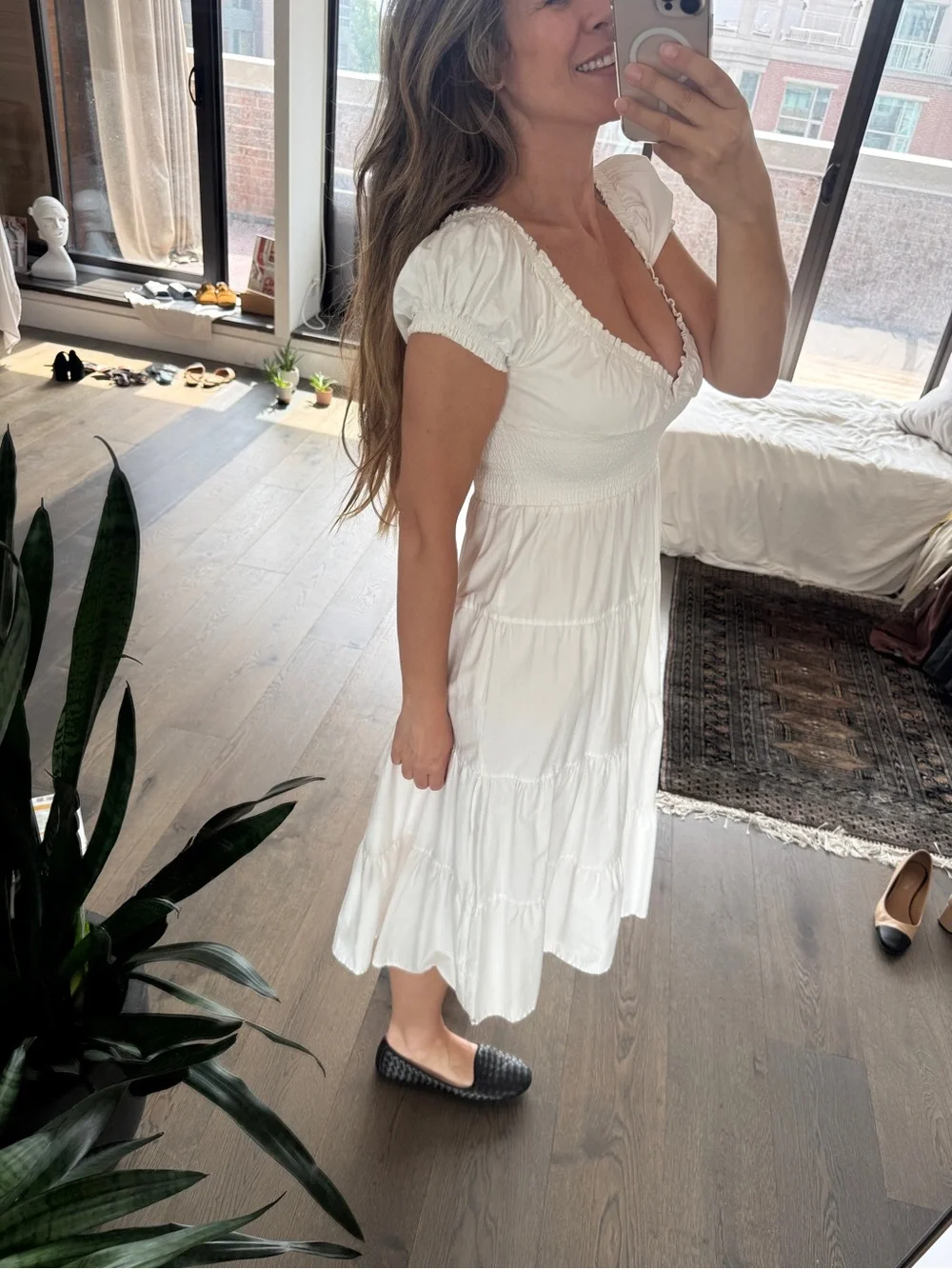 Danielle Bernstein Cotton Smocked Midi Dress - Picture 2 of 10